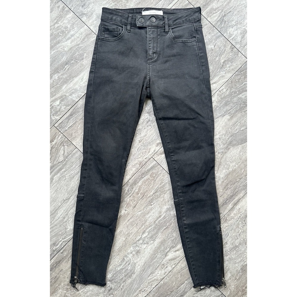 Hidden Jeans Women's 24 Black Skinny Jeans High Rise Zip Ankle Raw Hem Stretch